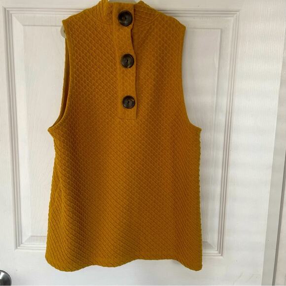 Anthropologie Mustard Yellow Textured Sleeveless Blouse - Picture 3 of 5